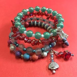 Beach Memory Wrap Bracelet with Charm Dangles